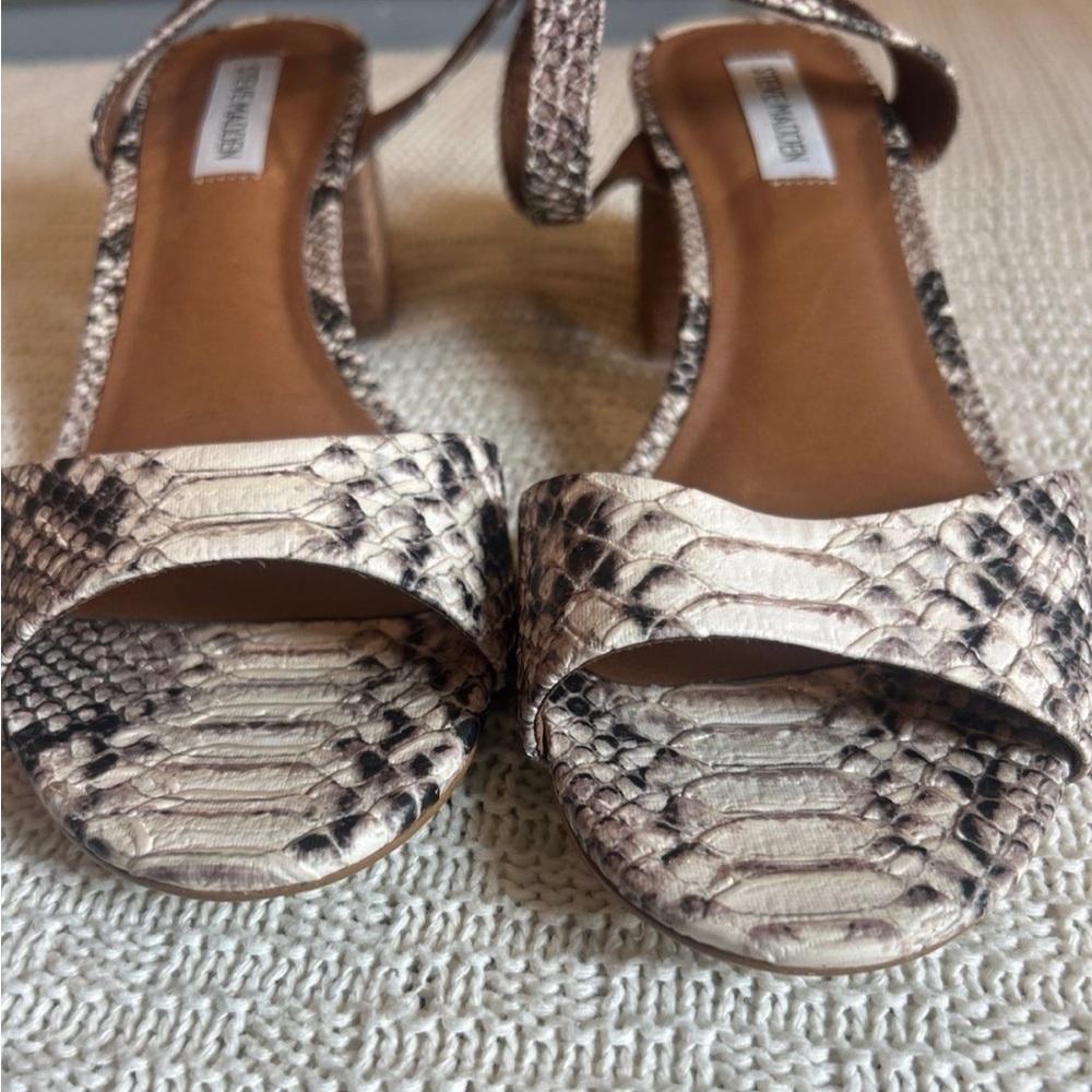 Steve Madden Snake Print Ankle Strap Sandals - Picture 6 of 7